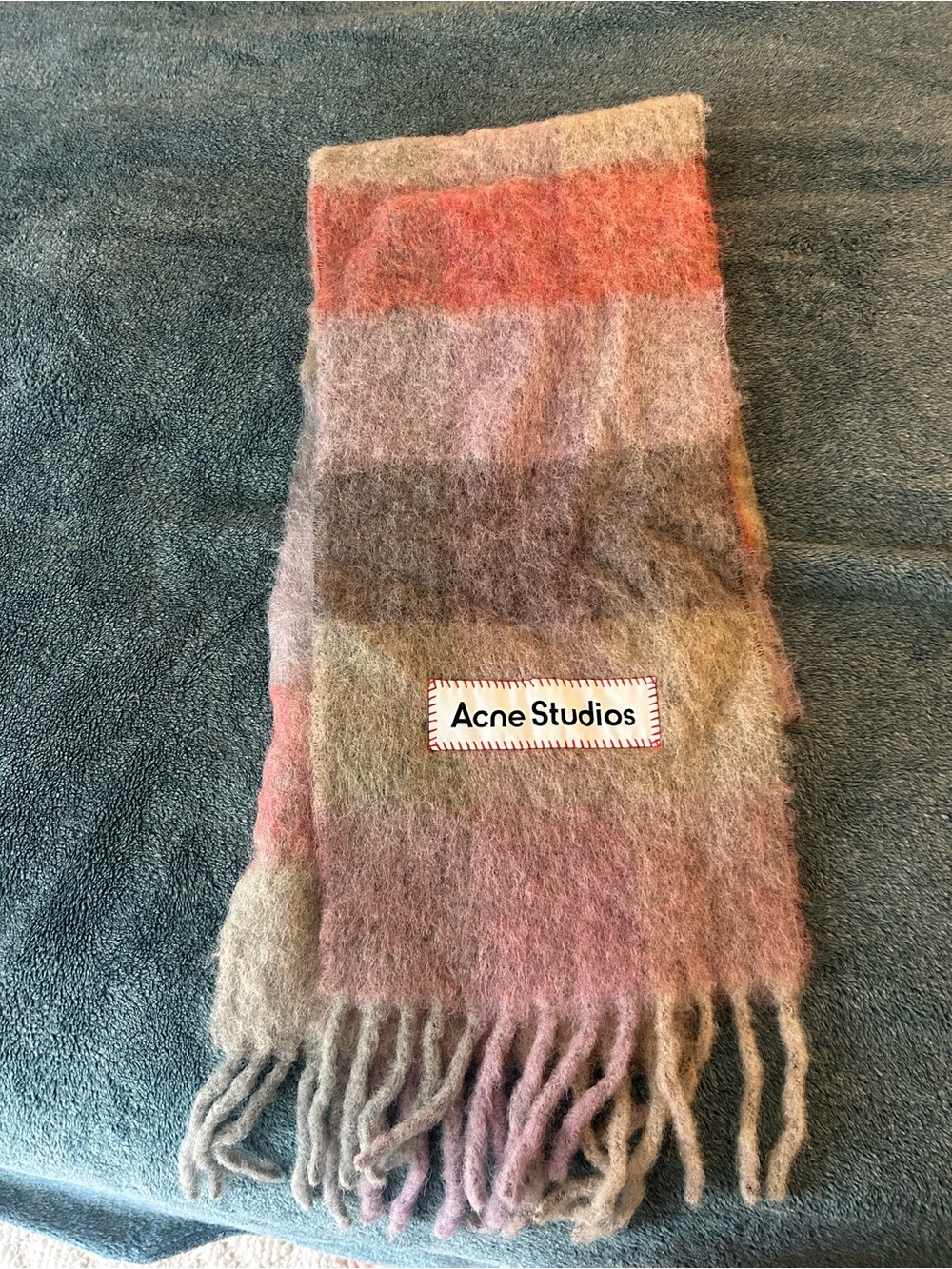Acne Studios Multicolor Brushed Wool Scarf - Pink, Brown, Gray